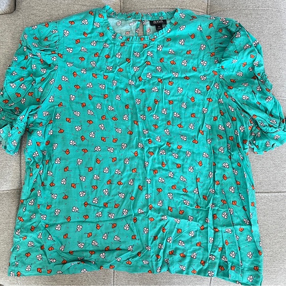 a.n.a Shirred Sleeve Floral Blouse Size XL - Picture 2 of 8